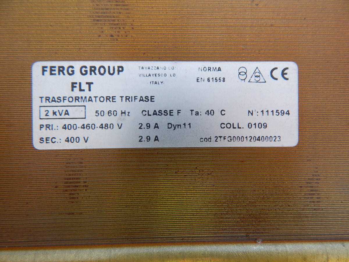 FerG Group EN 61558 Power Transformer 2 kVA Model M3942 - POWER TRANSFORMERS