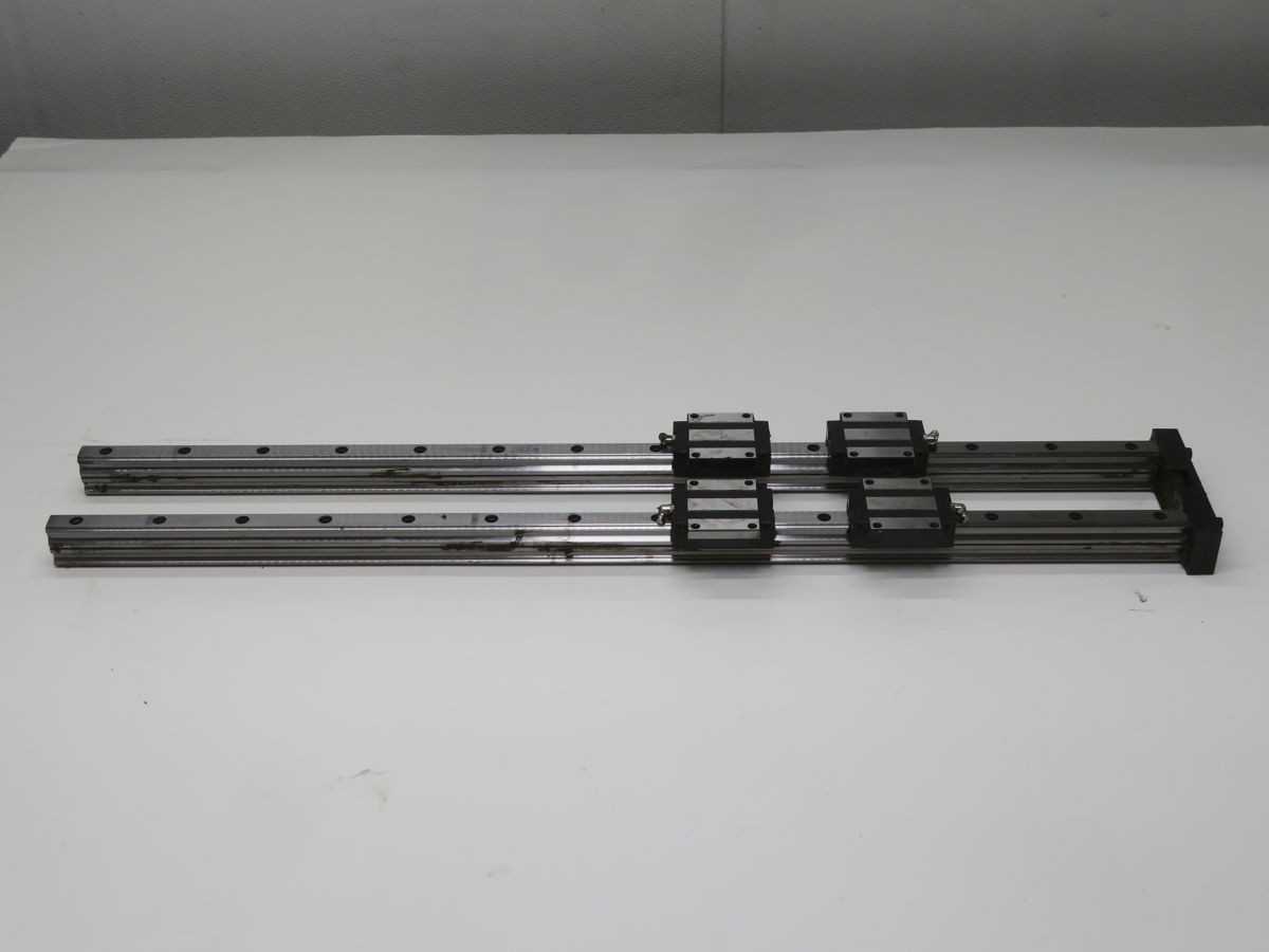 PAIR OF PMI MSA20R-N LINEAR RAIL GUIDES W 4 MSA20E-N BEARINGS - LINEAR MOTION
