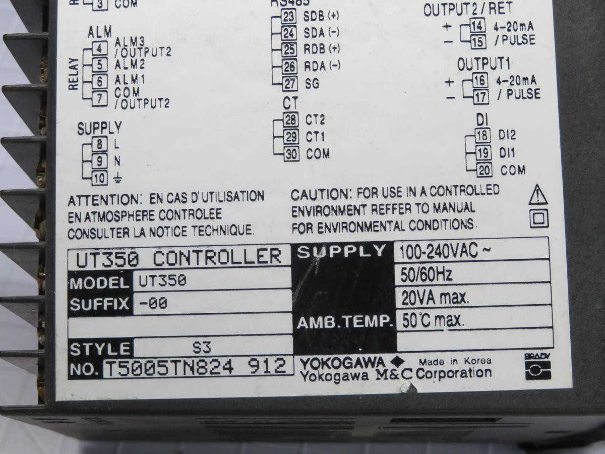 YOKOGAWA UT350 DIGITAL INDICATING CONTROLLERDUAL LED
FOUR DIGIT
1/4 DIN
100-240 VAC
50/60 HZ
20 VA T - TEMPERATURE CONTROLLERS