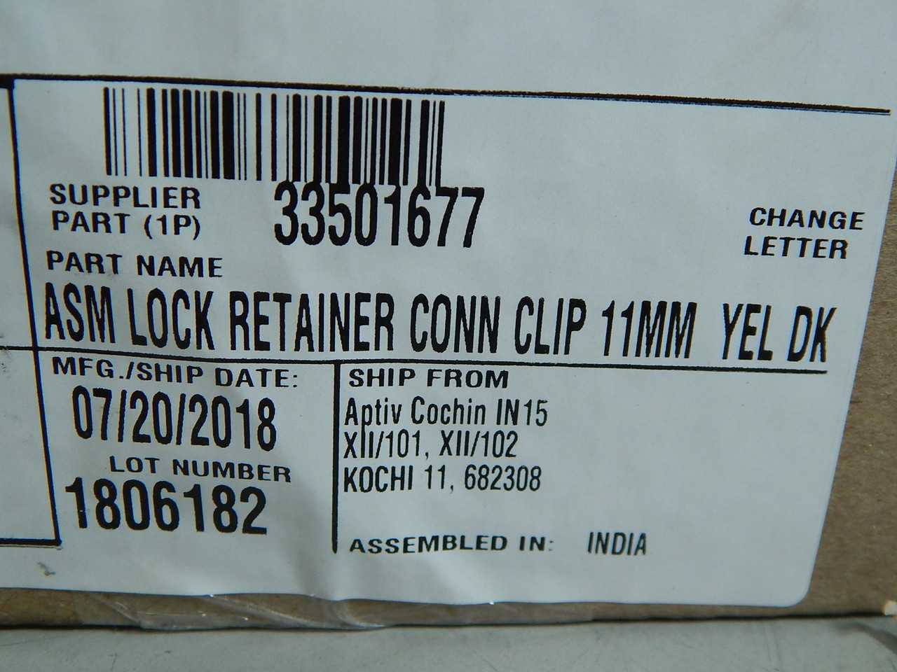 LOT OF 1000 DELPHI 33501677 ASM LOCK RETAINER CONNECTER CLIP 11MM YELLOW T149009 - TERMINAL BLOCKS