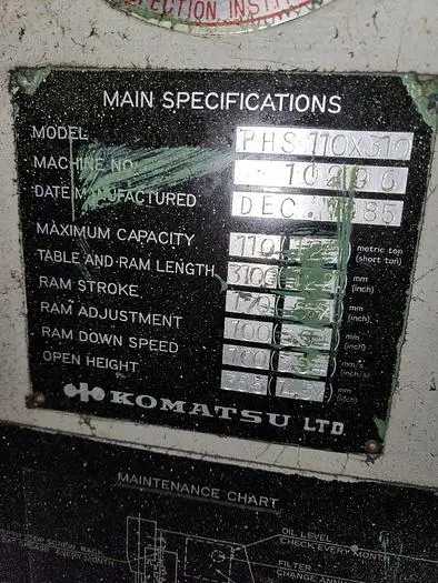 KOMATSU PHS 110X310 120 TON 10' WIDE-BED HYDRAULIC PRESS BRAKE - PRESS BRAKES