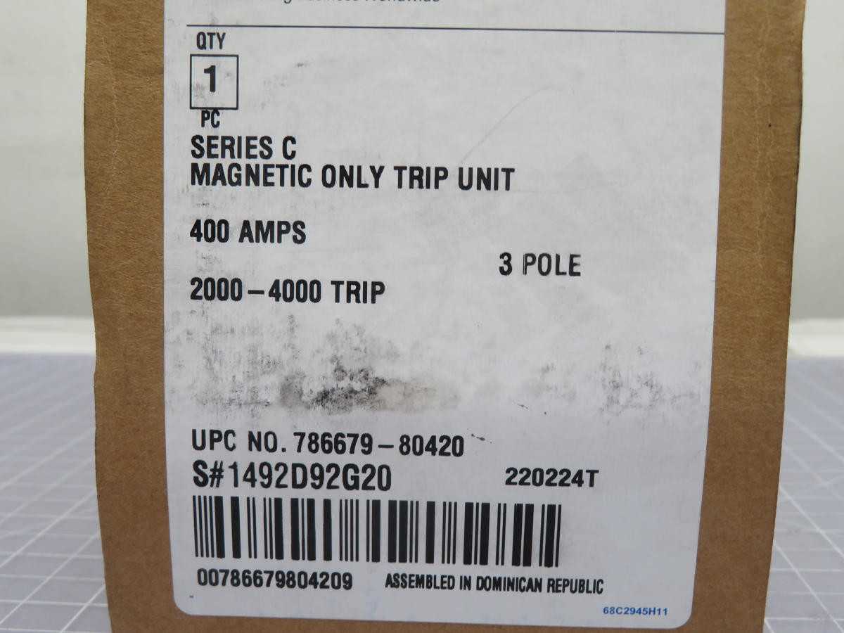 Eaton 1492D92G20 Series C Magnetic Trip Unit 400 Amps T200151 - CIRCUIT BREAKERS