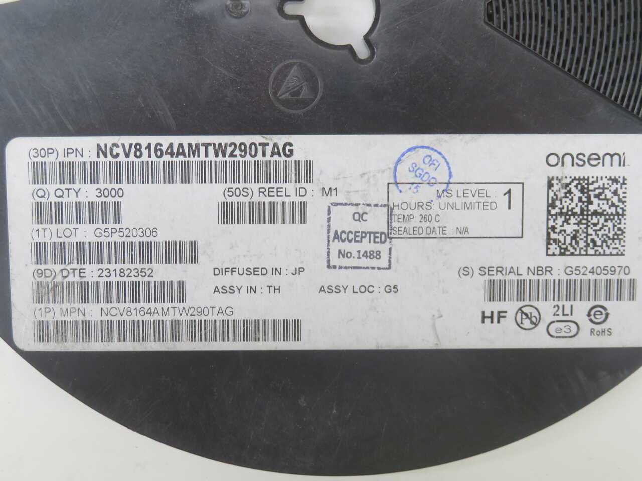 LOT OF 3000 ONSEMI NCV8164AMTW290TAG LDO VOLTAGE REGULATOR ICS T271683 - PNEUMATIC REGULATOR