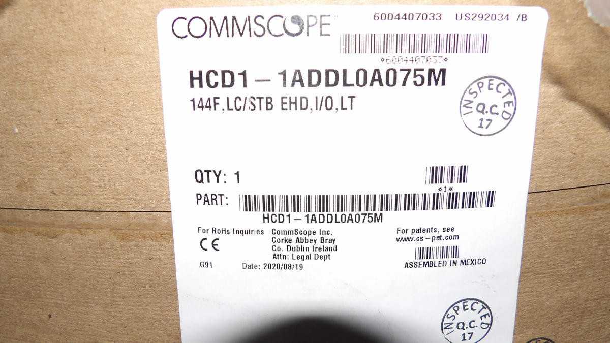COMMSCOPE HCD1-1ADDL0A075M FIBER OPTIC CABLE, 144 FIBER,G.657.A2, SINGLE MODE, 75 METER M3386 - FIBER OPTIC CABLE