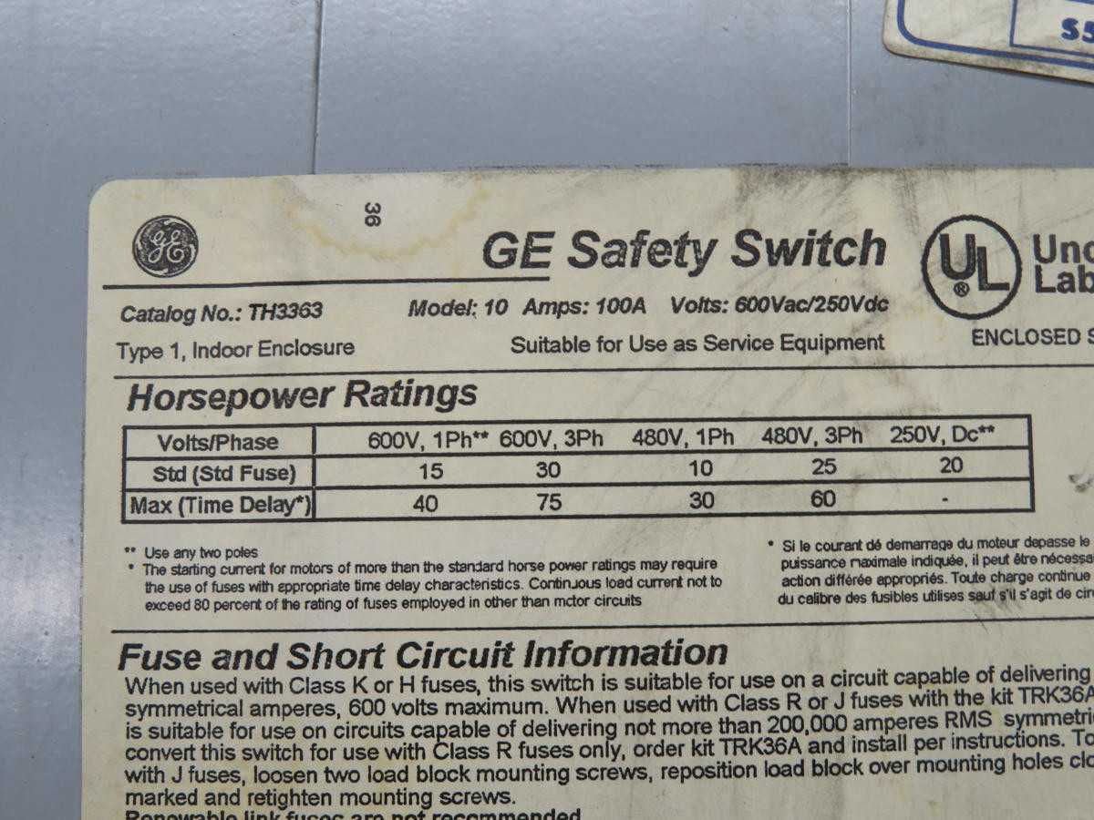 GE TH3363 SAFETY SWITCHES T216414 - DISCONNECT SWITCHES