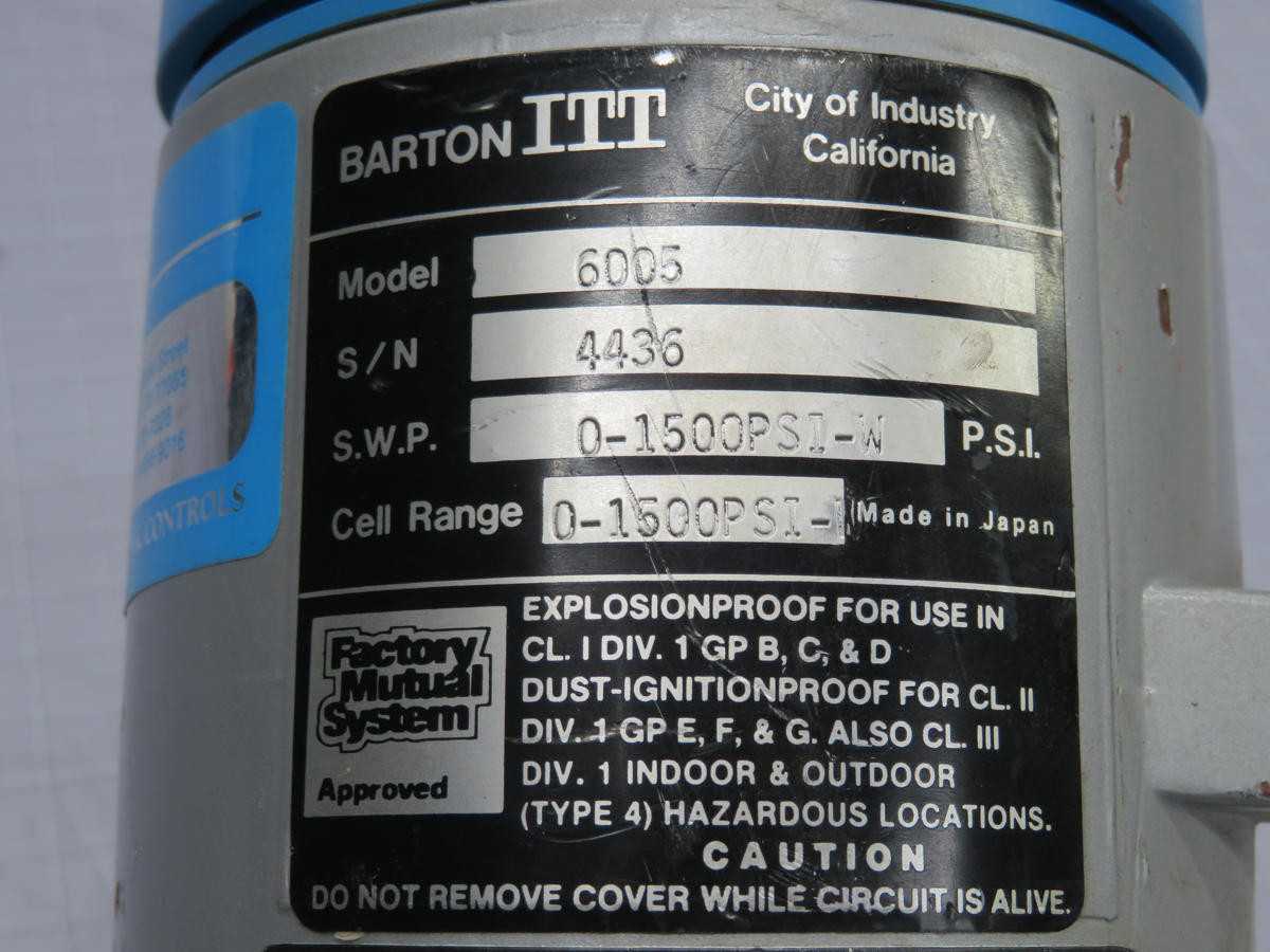 ITT 6005 Pressure Transmitter T216908 - High Accuracy, Reliable Performance - PRESSURE TRANSMITTER