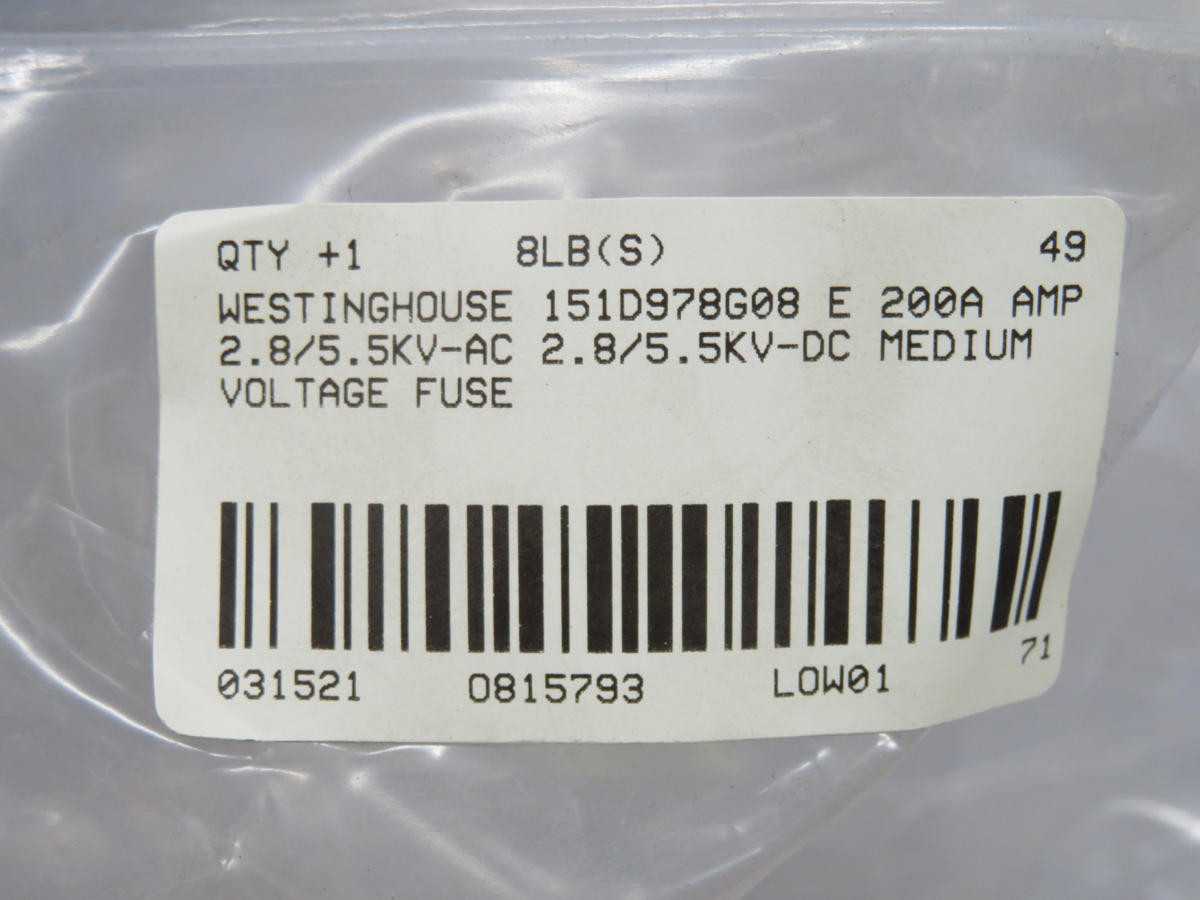WESTINGHOUSE 151D978G08 MEDIUM VOLTAGE FUSE T210484 - FUSES