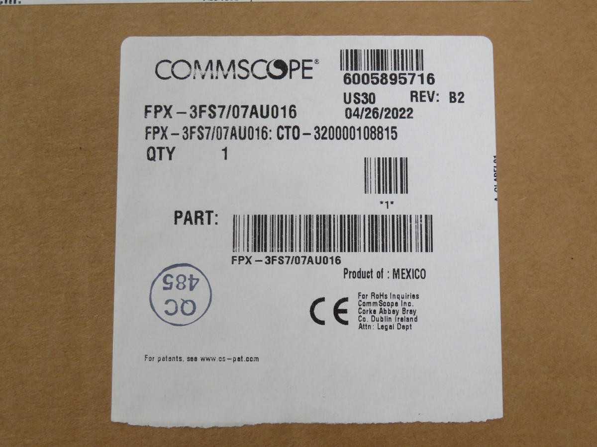 COMMSCOPE FPX-3FS7/07AU016 FPX FIBER OPTIC TERMINATION PANEL WITH IFC STRANDED CABLE, 3RU, 19IN, SIN - FIBER OPTIC CABLE