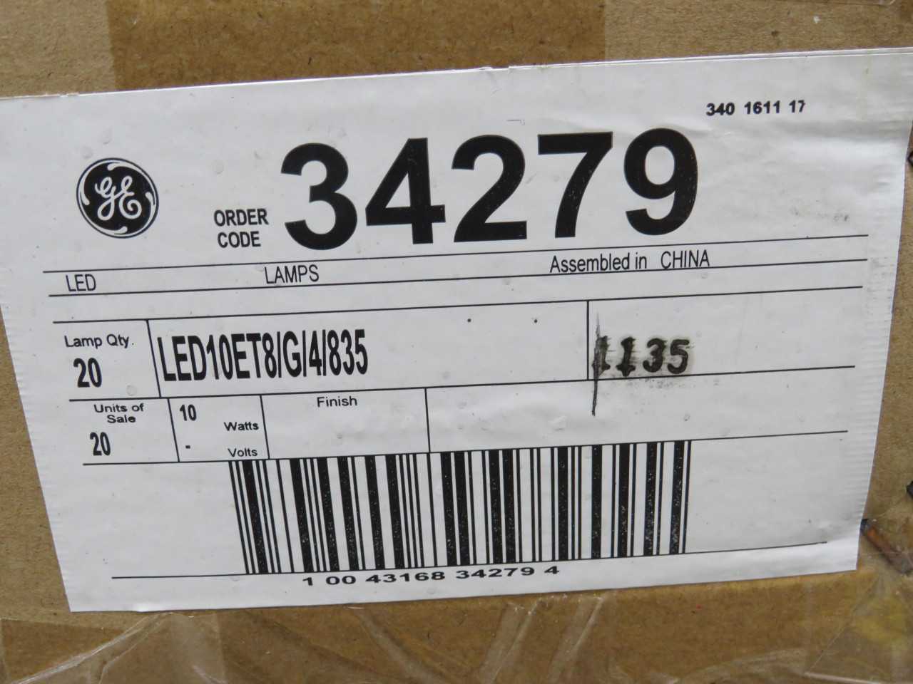 Lot Of 380 GE 34279 10W LED T8 48 Inch Bi-Pin Tubes 3500K - LIGHTING