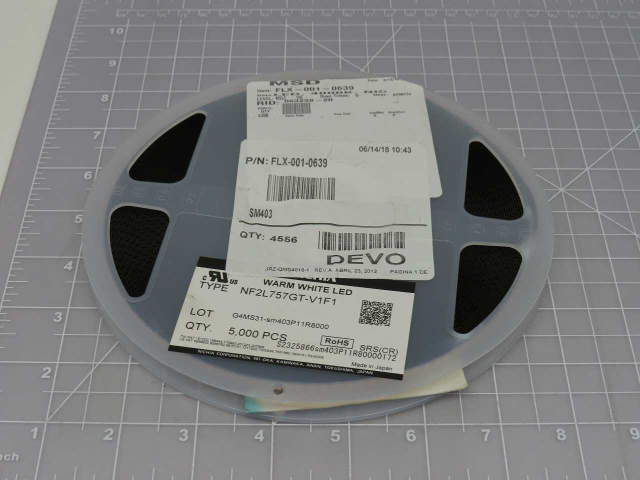 LOT OF 4200 NICHIA FLX-001-0639 NF2L757GT-V1F1 MID POWER WARM WHITE LED CHIP WITH DATA SHEET T171454 - LIGHTING