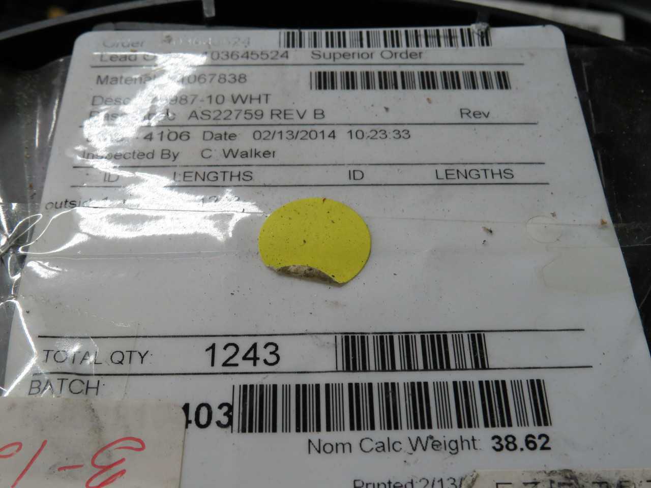 NEXANS M22759/87-10-9 5987-10WHT MIL SPEC WIRE 1200 FT T190522 - ELECTRICAL WIRE