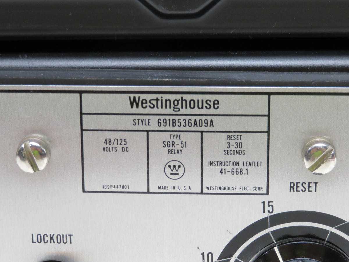 WESTINGHOUSE 691B536A09A TYPE SGR-51 RECLOSING RELAY T210301 - PROTECTION RELAY