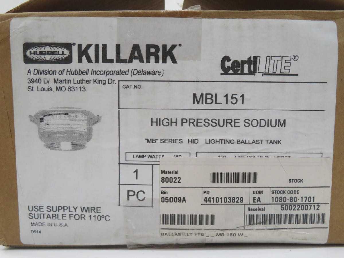 KILLARK MBL151 HIGH PRESSURE SODIUM T238414 - LIGHTING