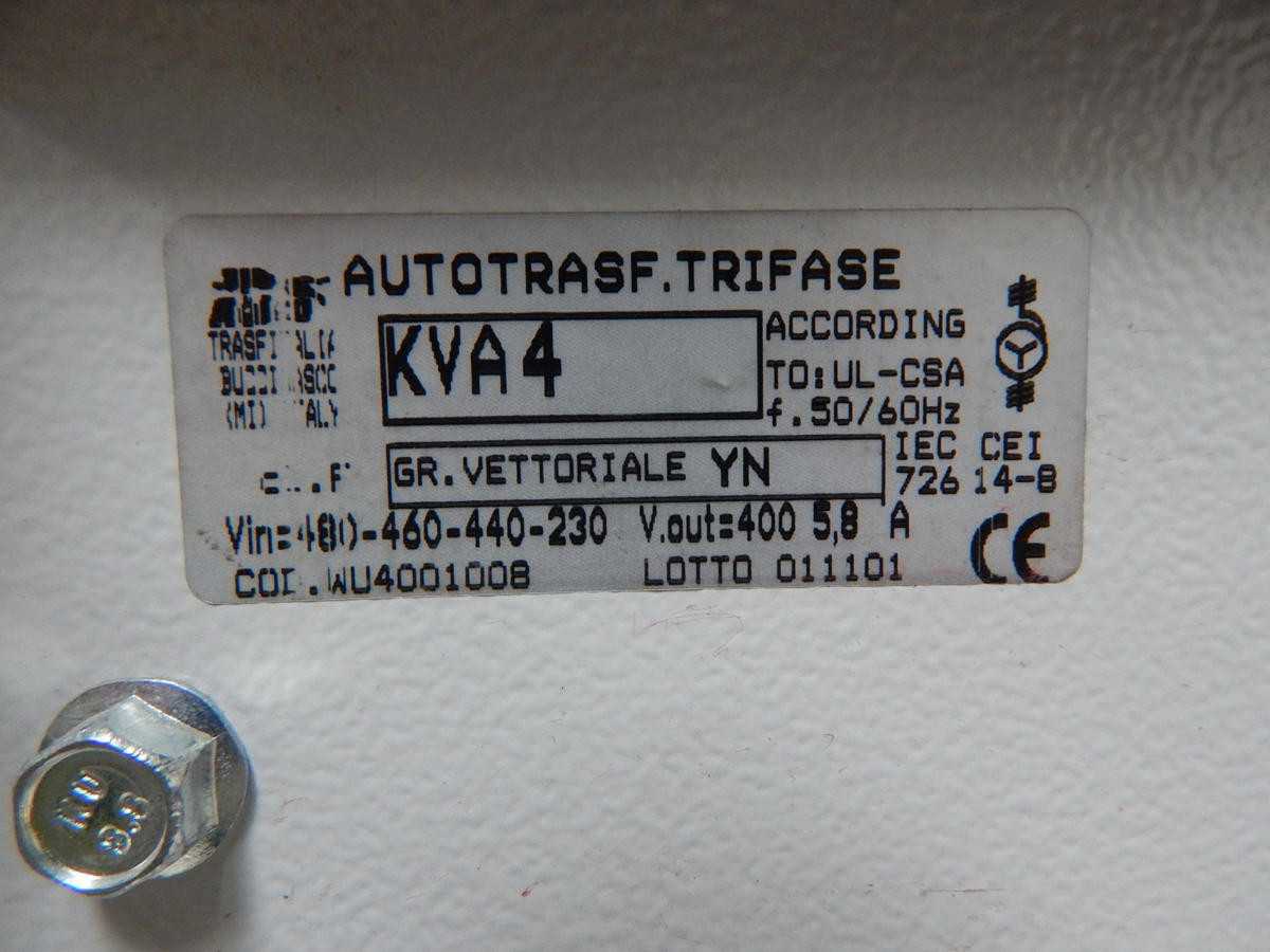 726 14-8 DRY TRANSFORMER 4 KVA M3943 - MACHINING ACCESSORIES & TOOLING