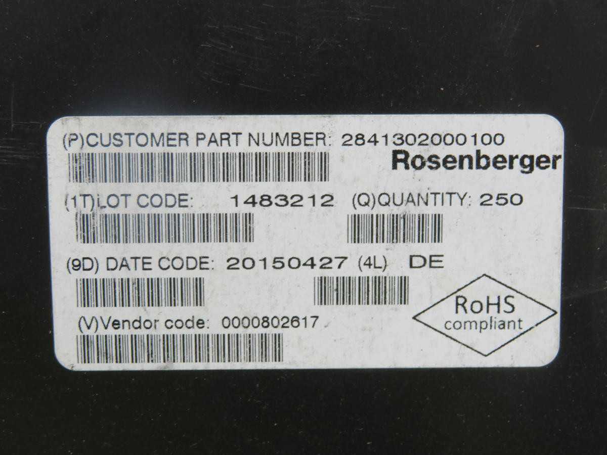 Lot Of 250 Rosenberger 2841302000100 Right Angle Plug PCB With Housing T211997 - PLUGS & RECEPTACLES