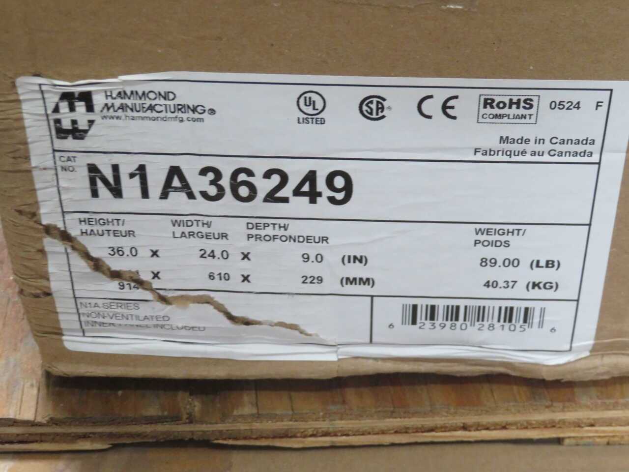 HAMMOND N1A36249 HAMMOND ENCLOSURE T272038 - ELECTRICAL ENCLOSURES