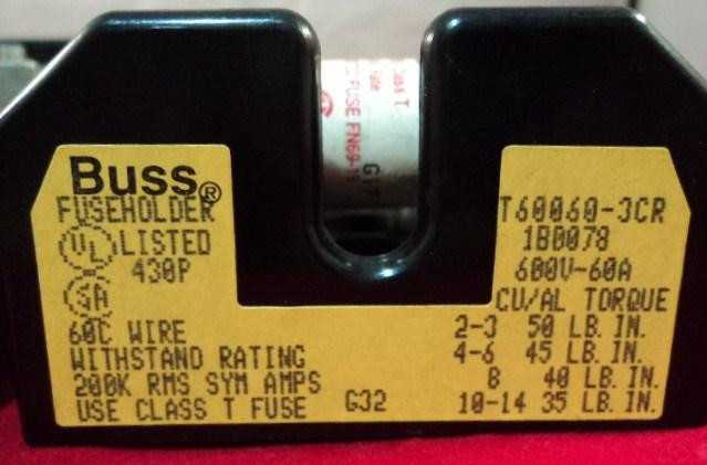 4 BUSS T60100-3C T60060-3CRE FUSE HOLDERS T9612 - FUSES