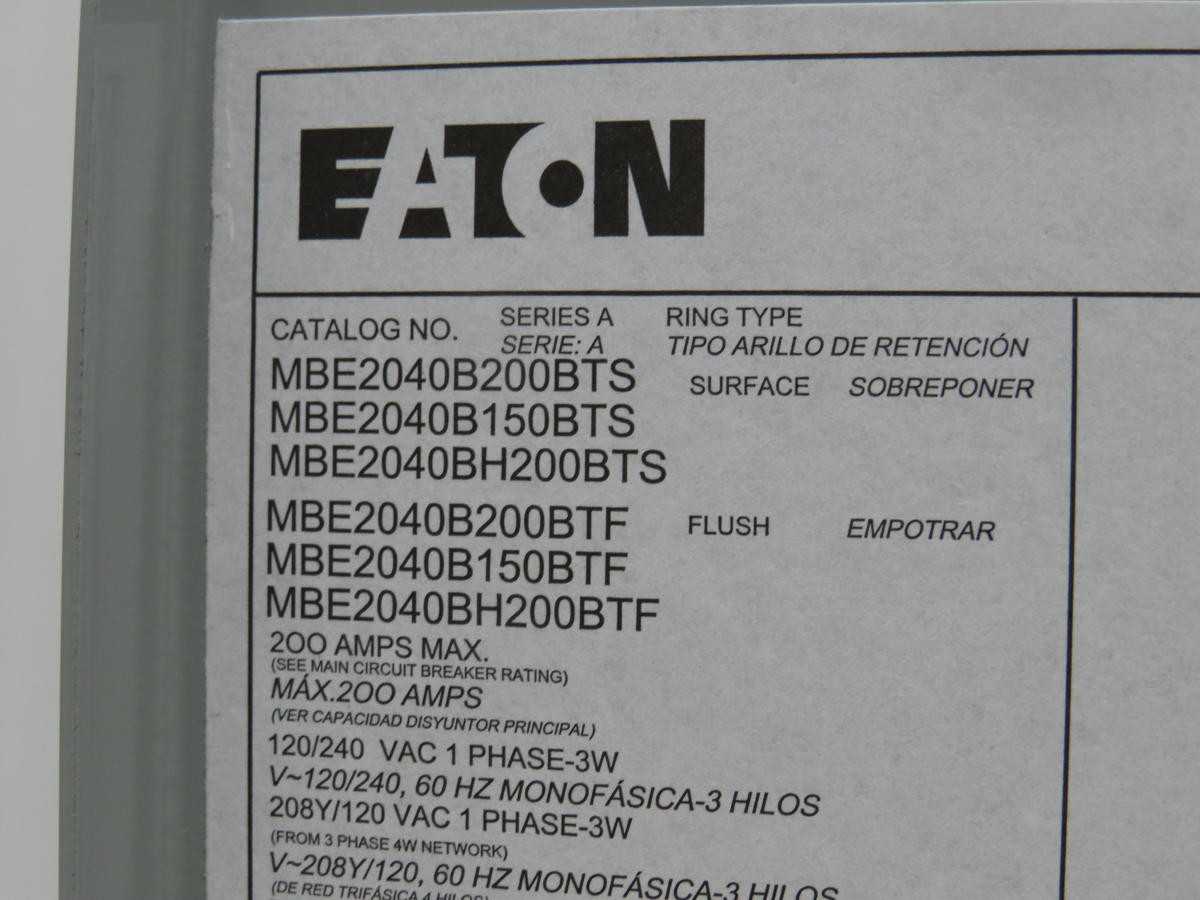 Eaton MBE2040B200BTS Meter Breaker Panel 20 Space 40 Cir 200 Amps T191894 - CIRCUIT BREAKERS