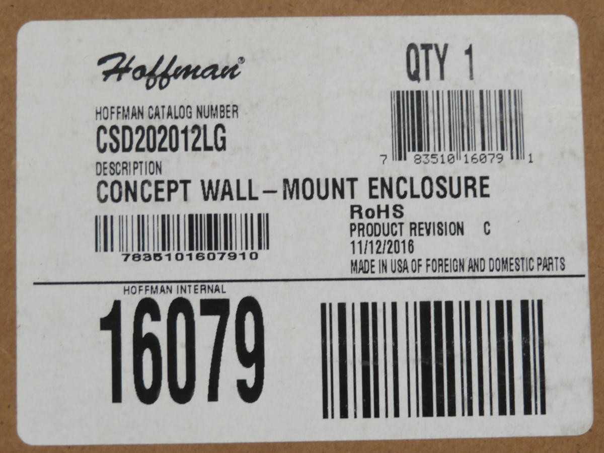 HOFFMAN CSD202012LG CONCEPT WALL MOUNT ENCLOSURE NEMA 4/12 T202740 - ELECTRICAL ENCLOSURES
