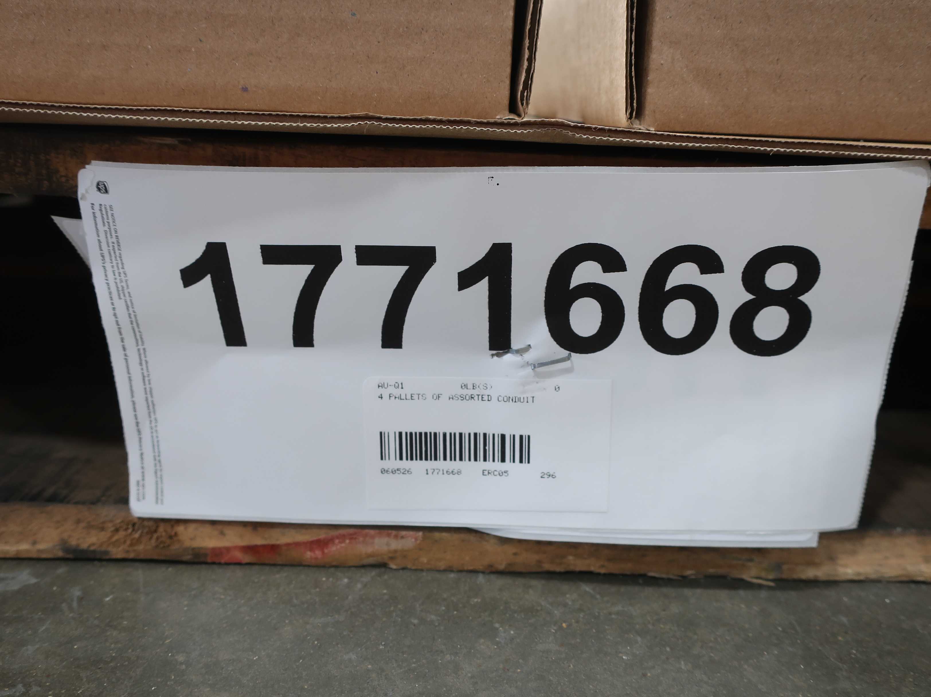 SKU 1771668 - 4 PALLETS OF ASSORTED CONDUIT - CONDUIT