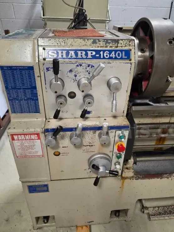 2008 SHARP 1640L MANUAL ENGINE LATHE, 16X40, 7.5 HP, 2000 RPM, 3.18 BORE, D1-8, 3-JAW CHUCK
