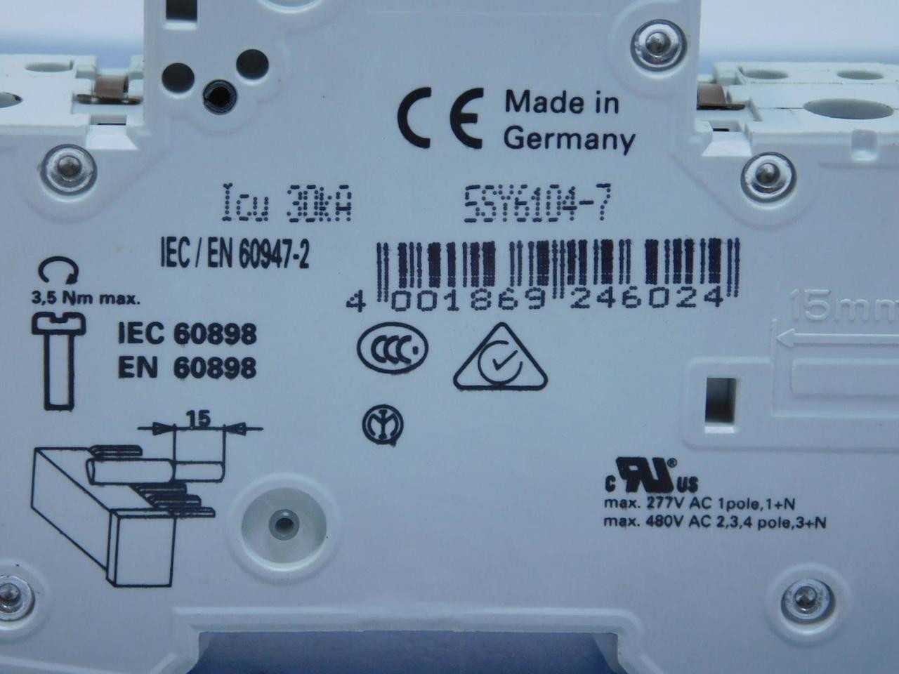 LOT OF 24 SIEMENS 5SY6104-7 CIRCUIT BREAKERS 1 POLE 4 A W/ 5ST3010 AUXILIARY CIRCUIT SWITCHES T13249 - CIRCUIT BREAKERS