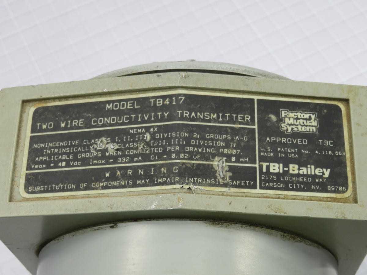 BAILEY TB417 TWO WIRE CONDUCTIVITY TRANSMITTER T214036 - FLOW TRANSMITTER