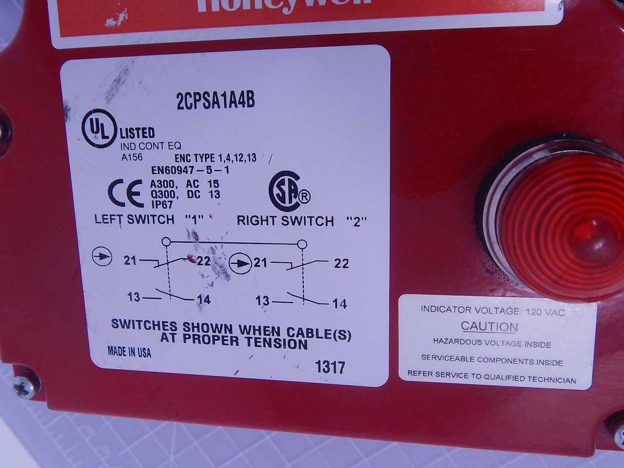 HONEYWELL 2CPSA1A4B CABLE PULL SAFETY SWITCH T129328 - SWITCHES