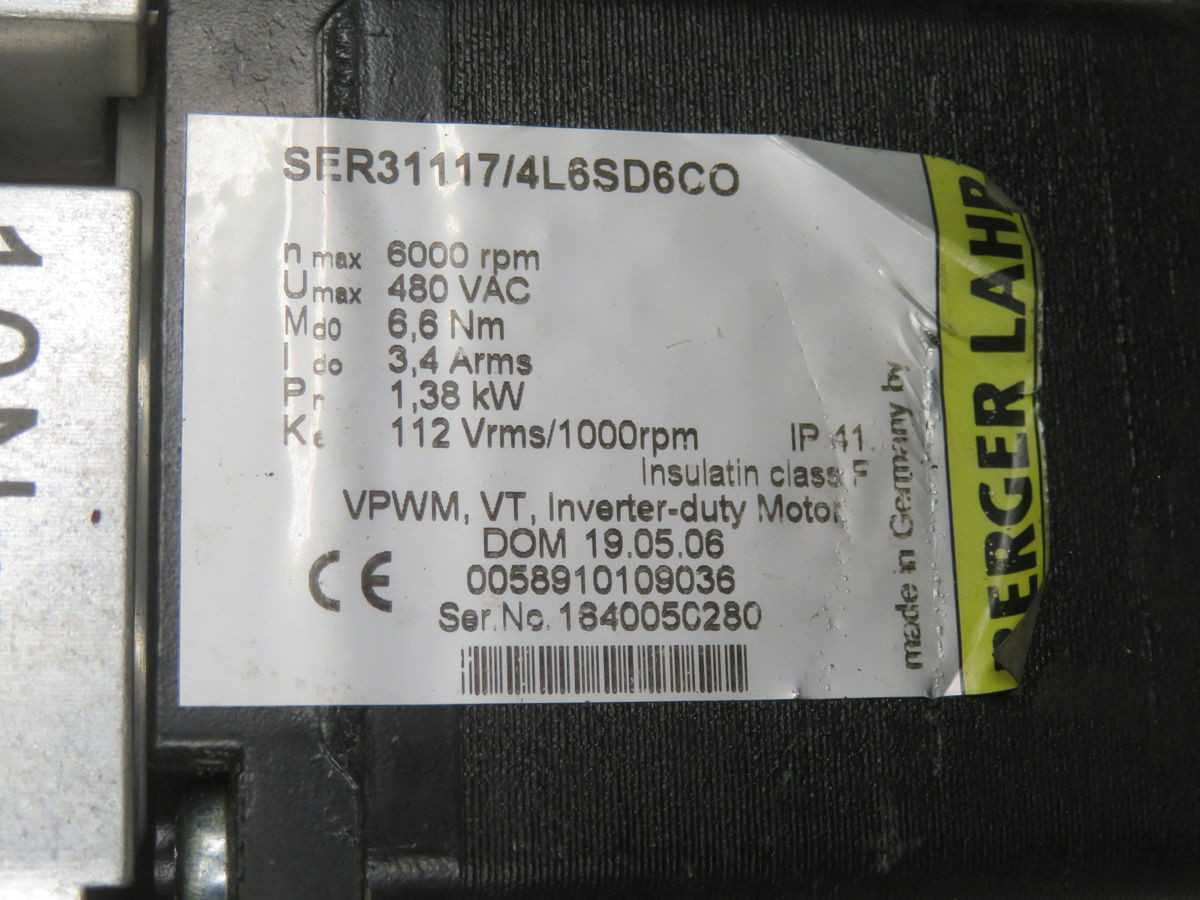 Berger Lahr SER31117/4L6SD6CO Motor T255106 - High Performance Drive Solution - SERVO MOTORS