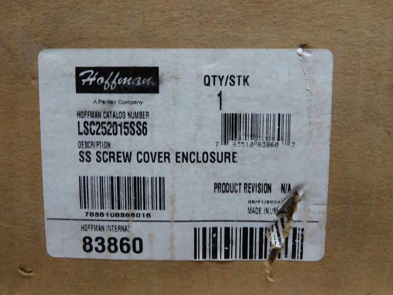 Hoffman LSC252015SS6 Stainless Steel Screw Cover Enclosure T143593 - ELECTRICAL ENCLOSURES