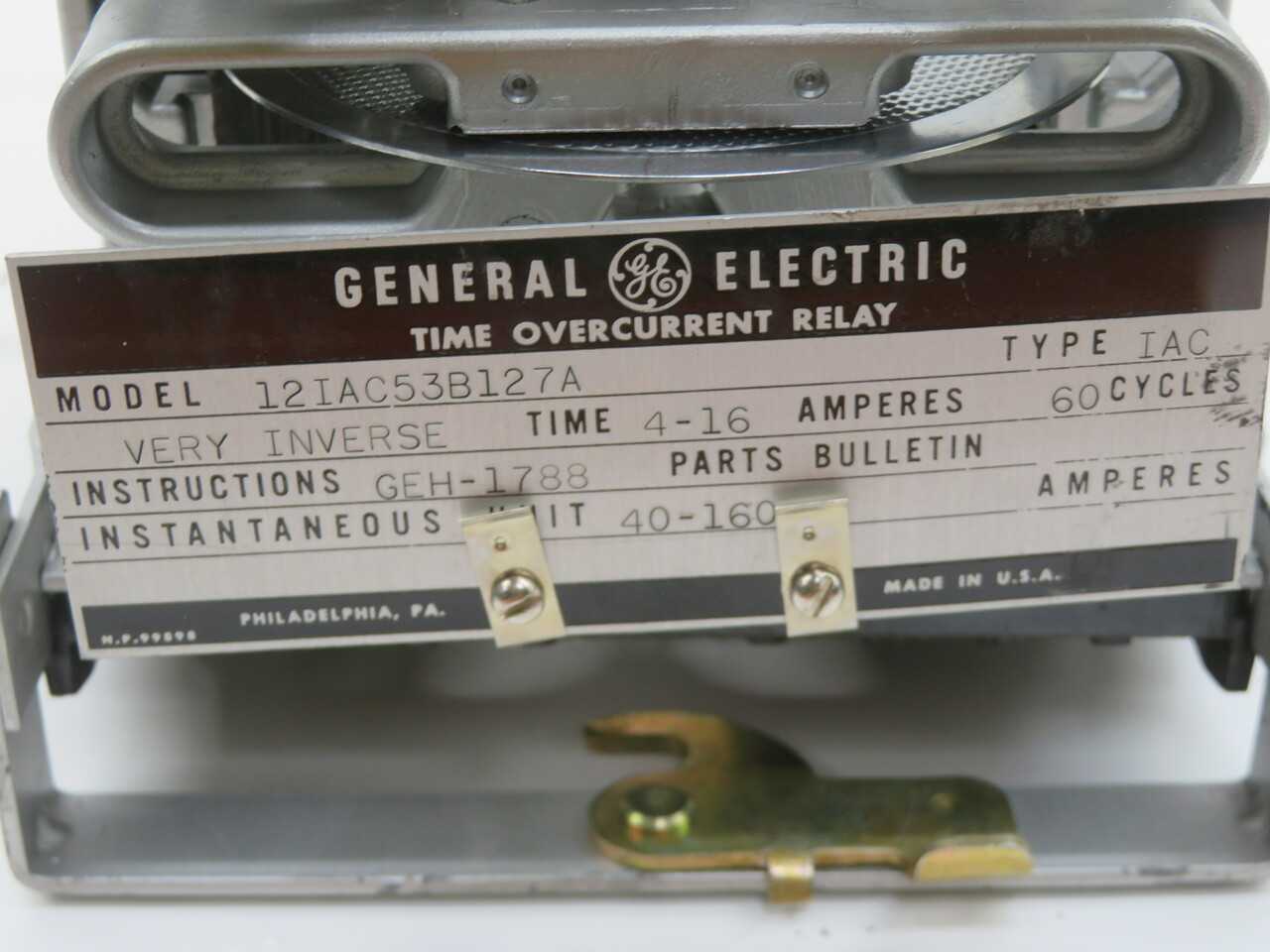 GE 12IAC53B127A TIME OVERCURRENT RELAY T211682 - ELECTRICAL COMPONENTS