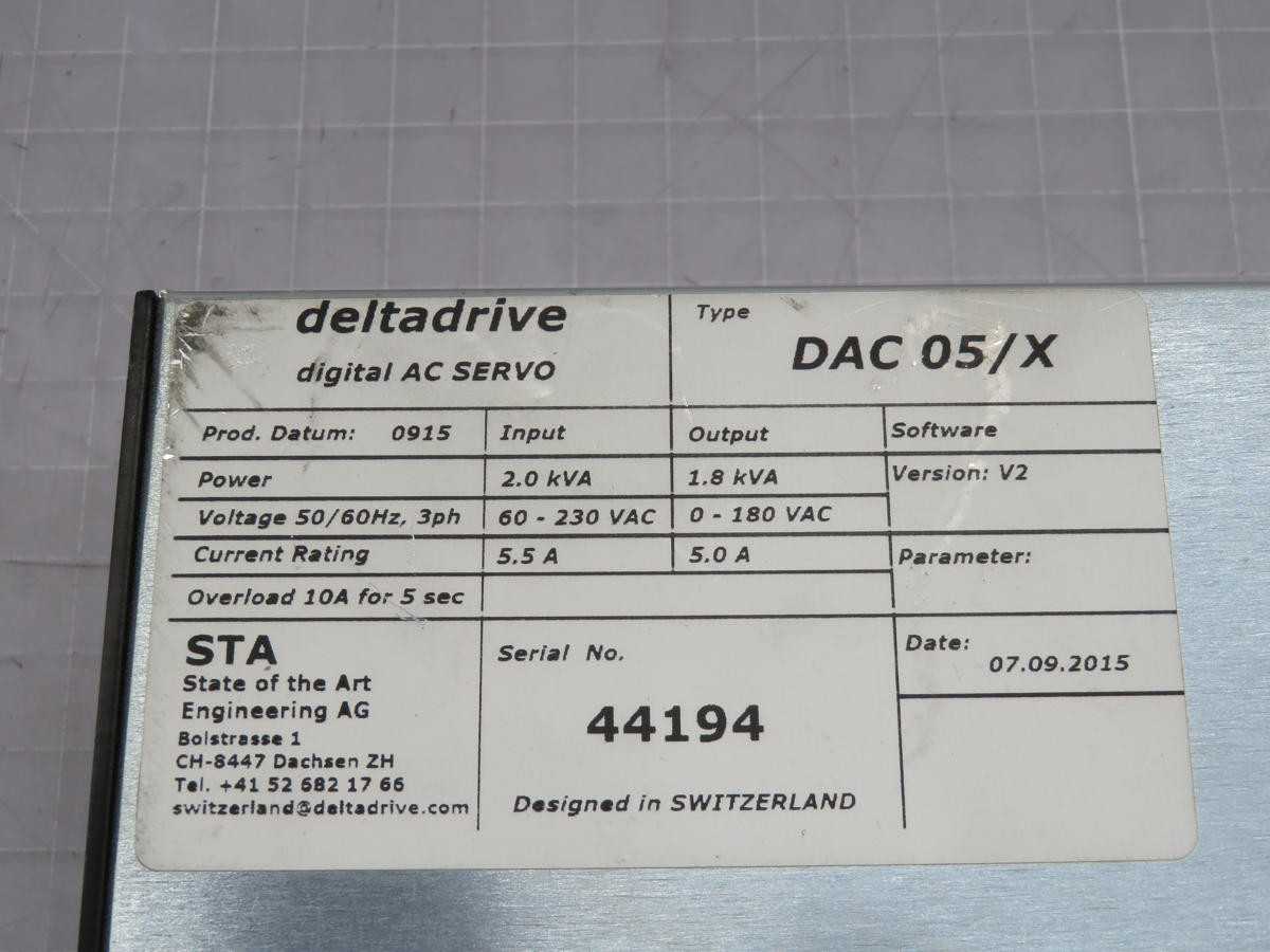 DELTADRIVE DAC 05/X SERVO DRIVE / SERVO CONTROL T215554 - AC VFD DRIVES