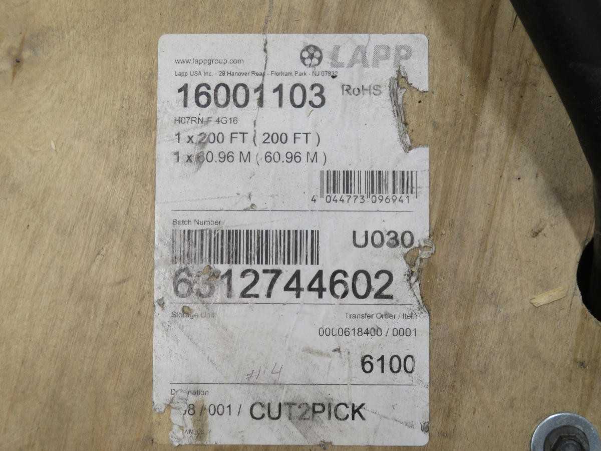 LOT OF 20FT LAPP 16001103 POWER CABLE T207470 - ELECTRICAL WIRE