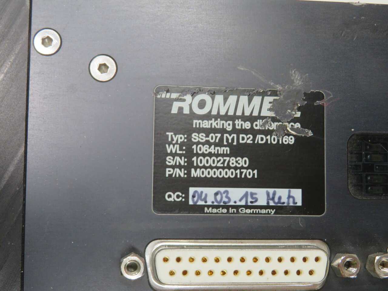 ROMMEL SS-07 [Y] D2/D10169 M0000001701 LASER ASSY - SENSORS
