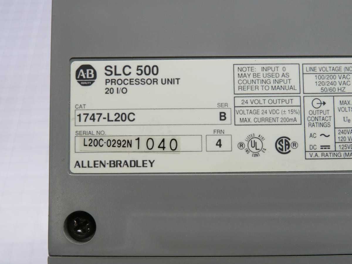 ALLEN BRADLEY 1747-L20C SLC 500 PROCESSOR UNIT T231804 - AUTOMATION & CONTROLS