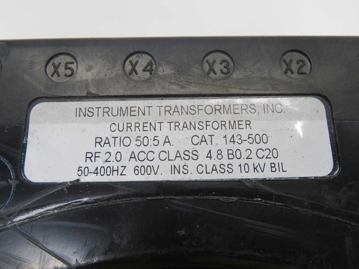 INSTRUMENT TRANSFORMER 143-500 CURRENT TRANSFORMER 50:5 A 10 KV BIL, 50-400 HZ T207532 - POWER TRANSFORMERS