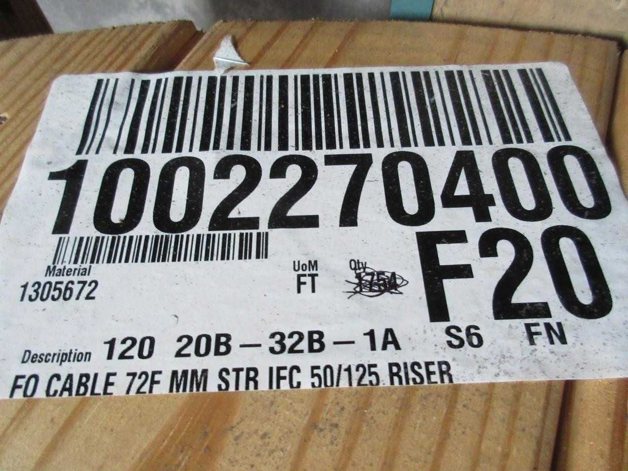 ROLL OF FIBER OPTIC CABLE 72 FIBER MULTI MODE OFNR (1580 FT) T91058 - FIBER OPTIC CABLE