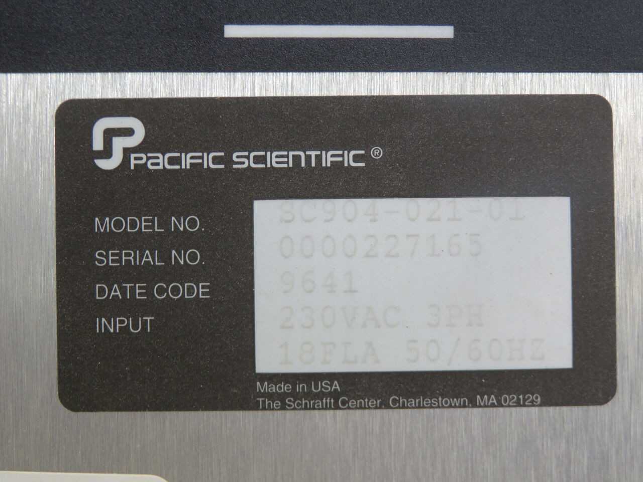 PACIFIC SCIENTIFIC .
SC904-021-01 SERVO DRIVE T245303 - SERVO MOTORS