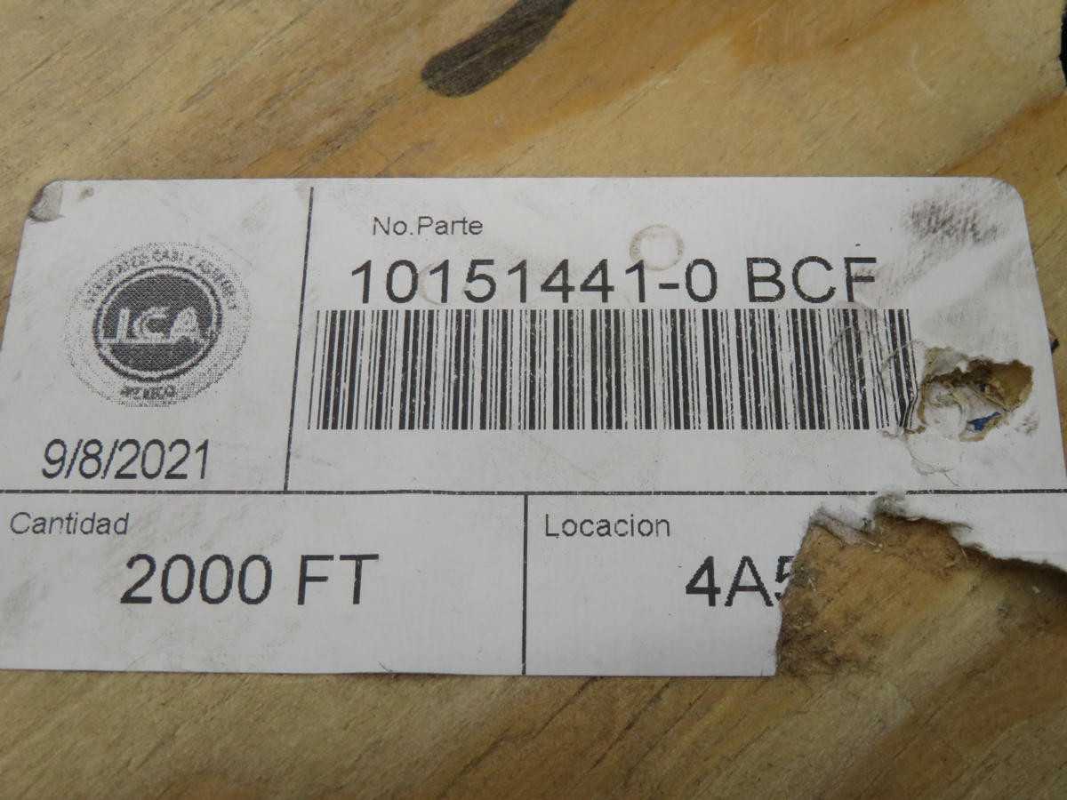 LOT OF 2000 FT ICA 10151441-0 BCF WIRE CABLE BLACK JACKET WITH 1 CONDUCTOR COPPER T206833 - ELECTRICAL WIRE