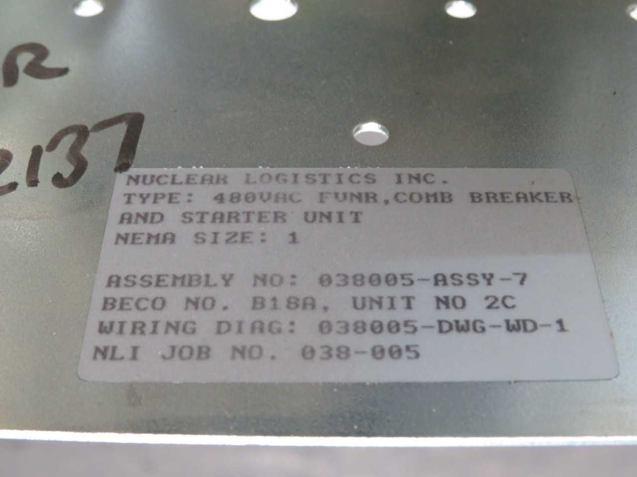 NUCLEAR LOGISTICS 038005-ASSY-7 A200M1CAC SERIES C 30A 600 VAC MOTOR CIRCUIT BREAKER MCC STARTER BUC - MOTOR STARTERS