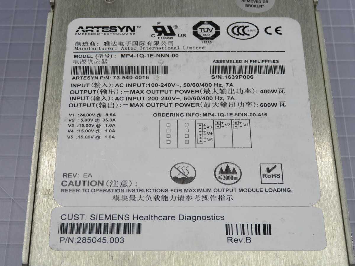 Artesyn MP4-1Q-1E-NNN-00 Enclosed AC DC Converters T211276 - POWER SUPPLIES
