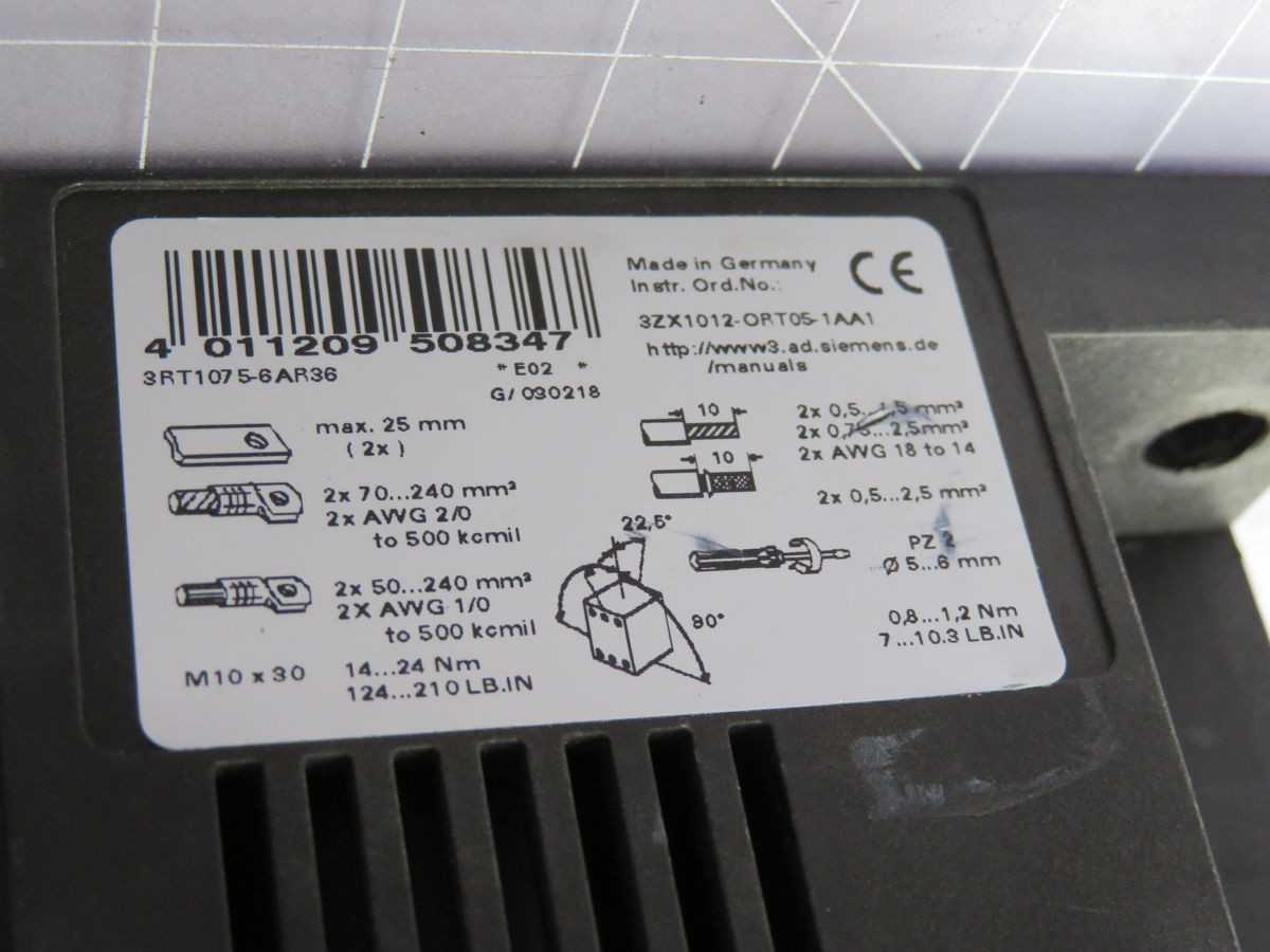 SIEMENS 3RT1075-6AR36 POWER CONTACTOR T251278 - CONTACTORS