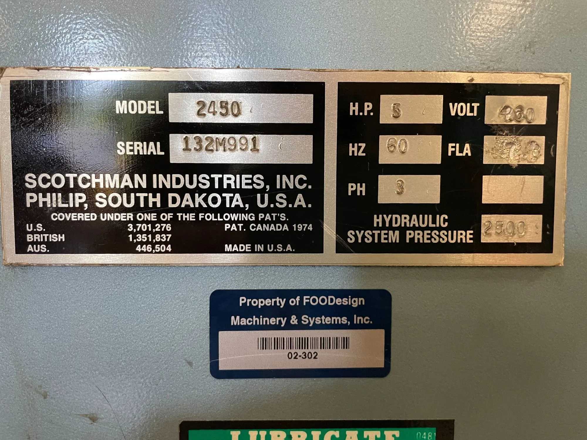 1991 SCOTCHMAN 2450M SINGLE END PUNCH, 50T, 24" THROAT, 430V, 3PH - IRONWORKERS