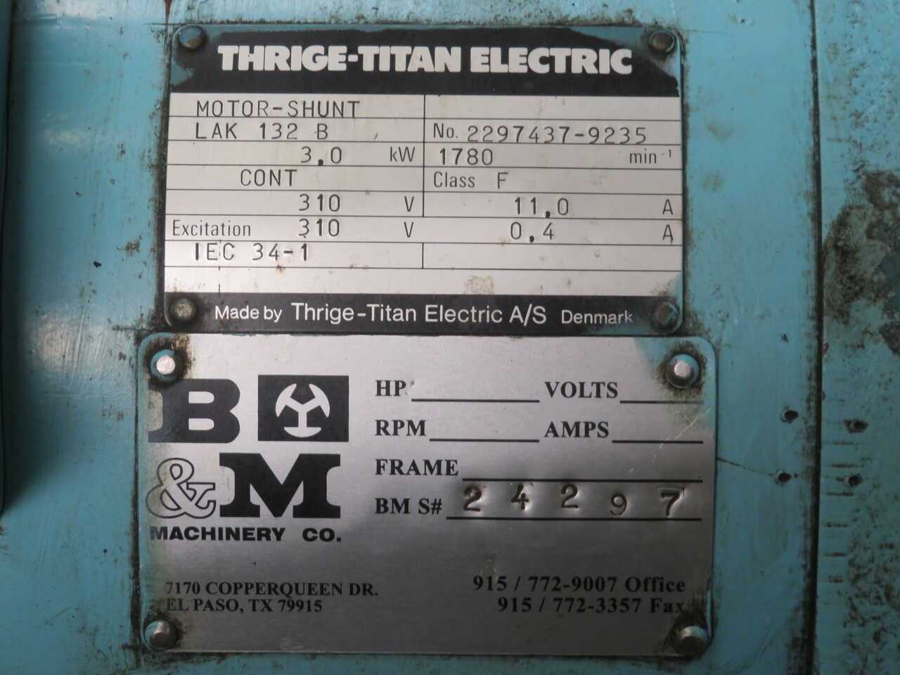 Thrige-Titan LAK 132 B DC Shunt Motor - High Efficiency Power Solution - DC MOTOR