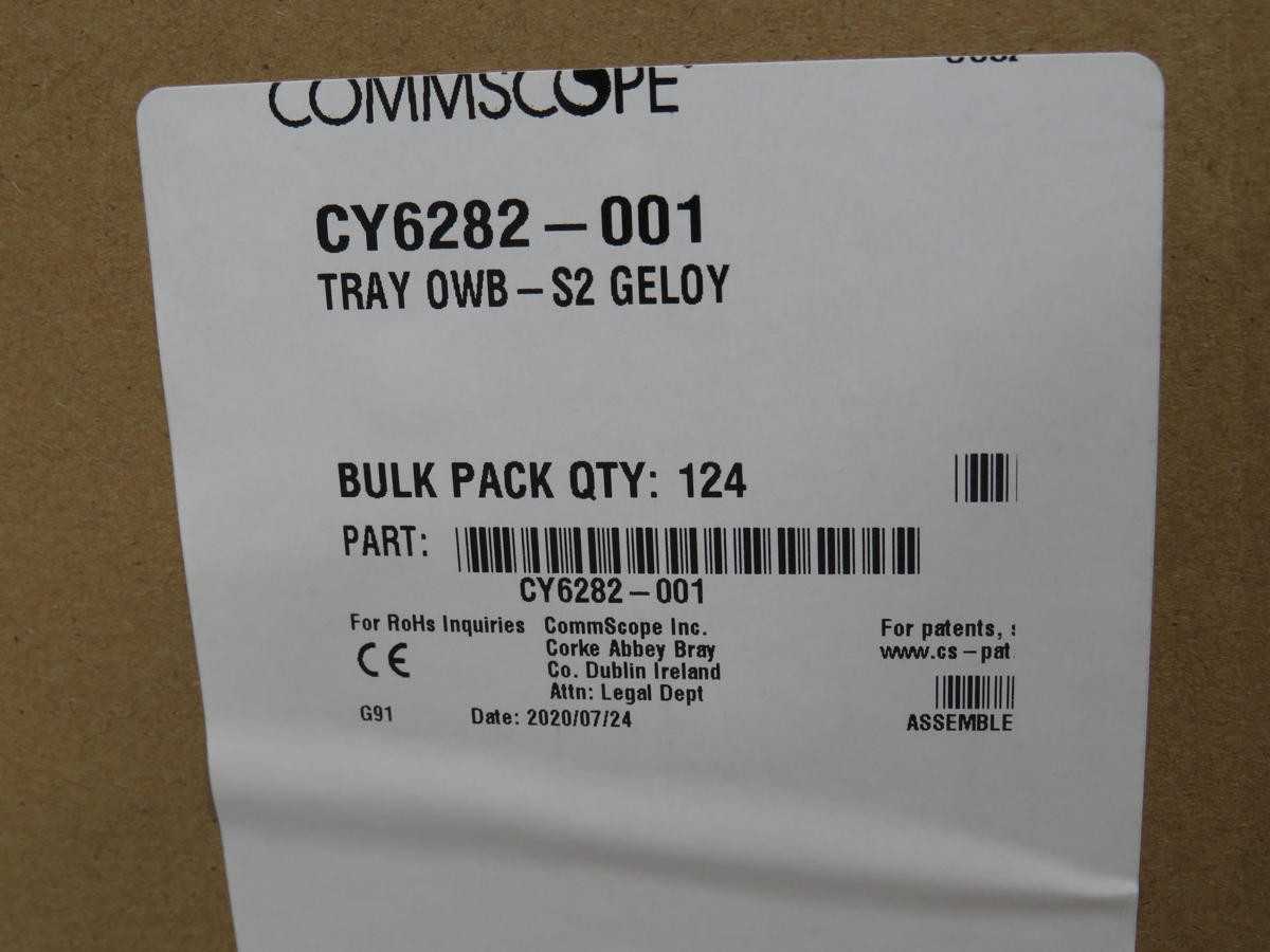 LOT OF 124 COMMSCOPE 1PCY6282-001 CY6282-001 TRAY OWB-S2 GELOY T195562 - FIBER OPTIC CABLE