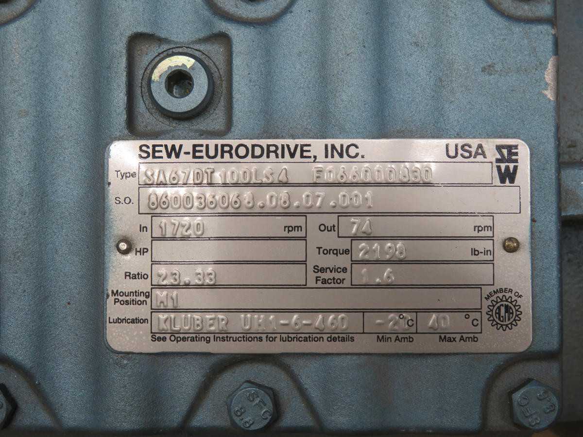 SEW EURODRIVE DFT 100LS4 GEAR MOTOR T219036 - AC MOTOR