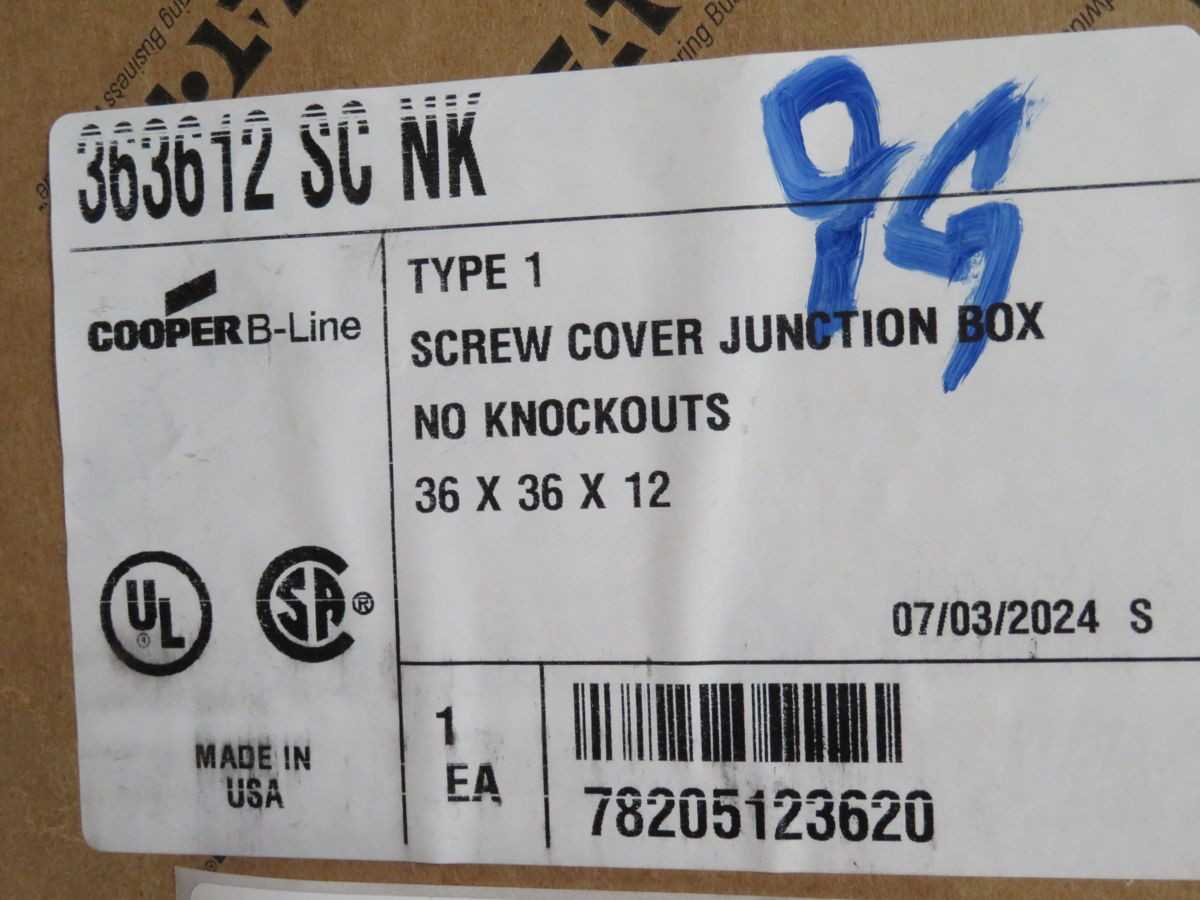 COOPER B-LINE 363612 SC NK SCREW COVER JUNCTION BOX ENCLOSURE T256387 - ELECTRICAL COMPONENTS