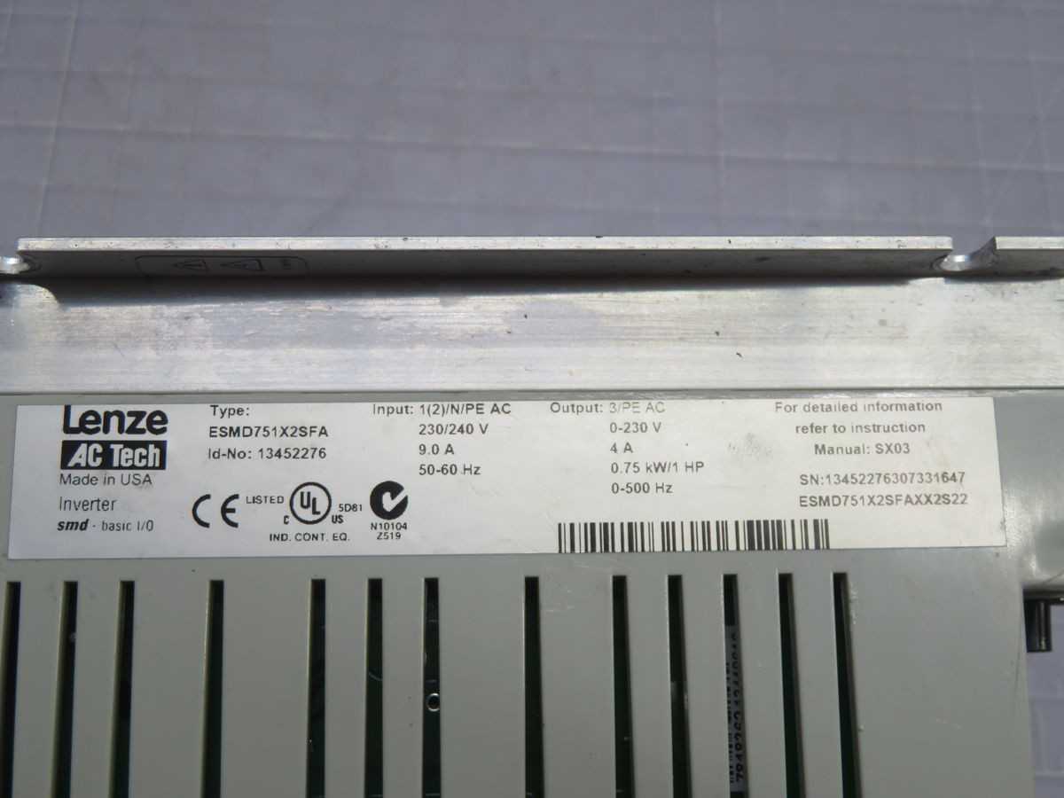 LENZE ESMD751X2SFA FREQUENCY INVERTER DRIVE T250238 - MOTOR DRIVES