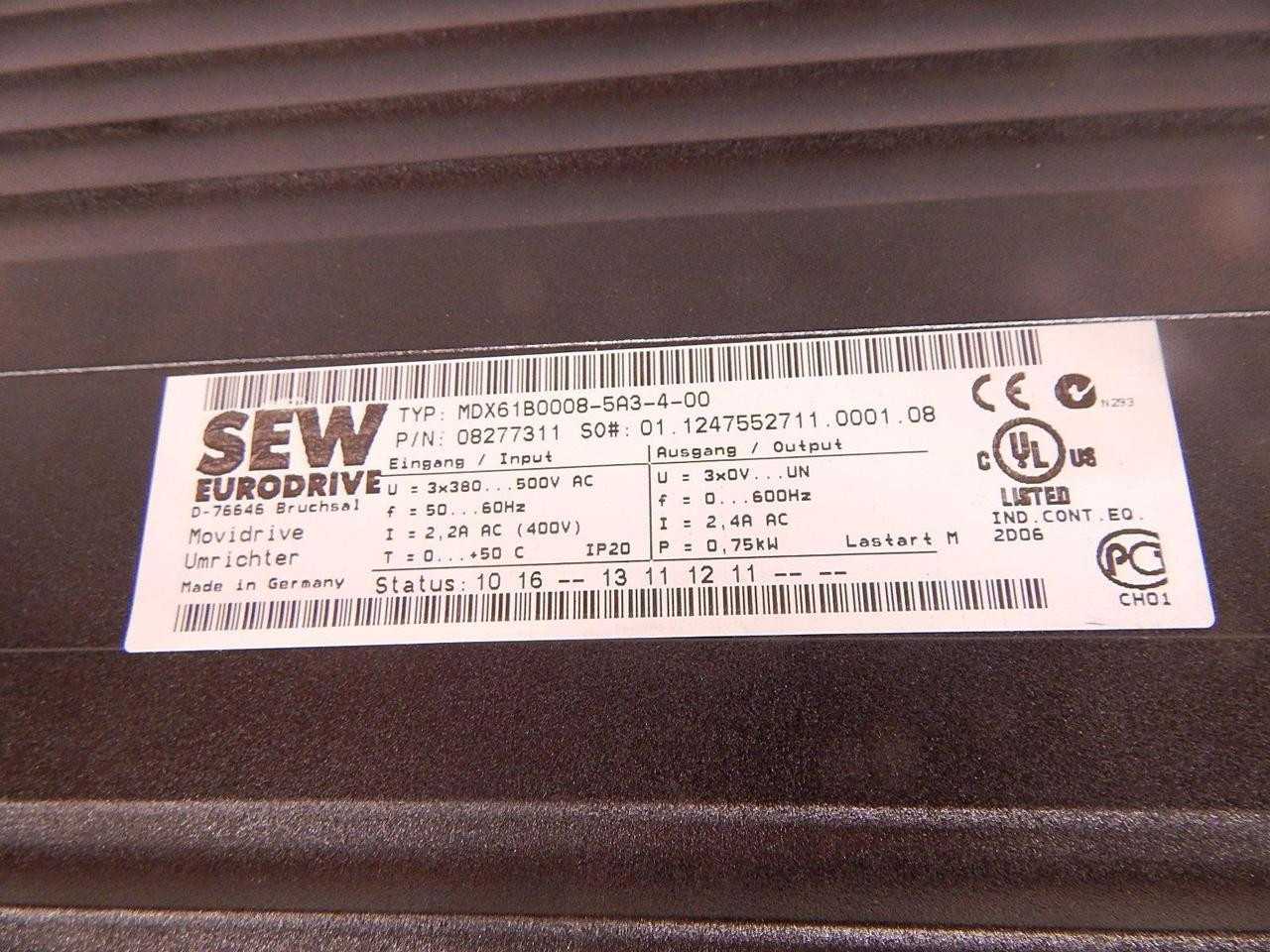 SEW Eurodrive MDX61B0008-5A34-00 Frequency Converter T81682 - SERVO DRIVES
