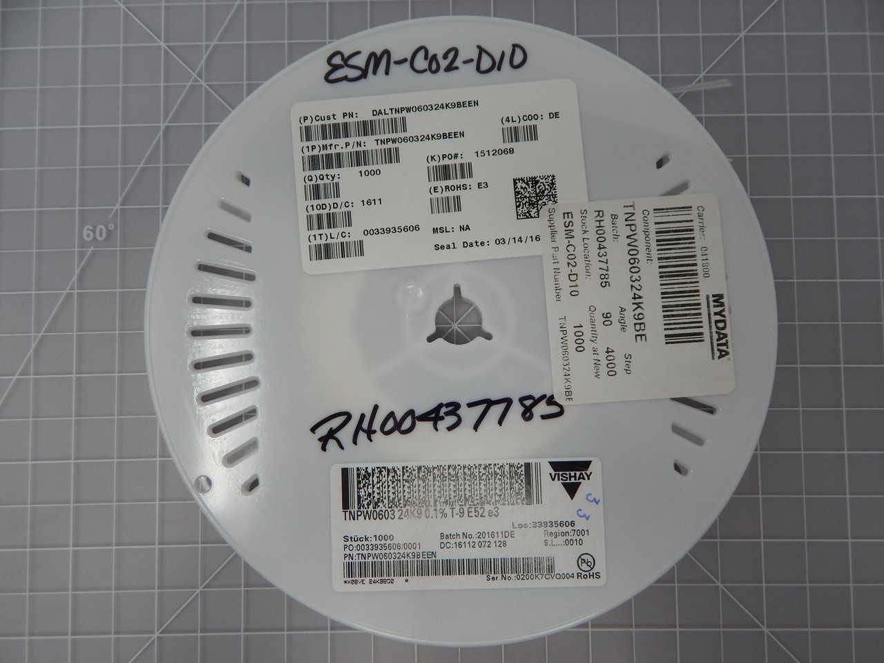 LOT OF 1000 VISHAY TNPW060324K9BEEN THIN FILM RESISTORS T136128 - ELECTRICAL COMPONENTS